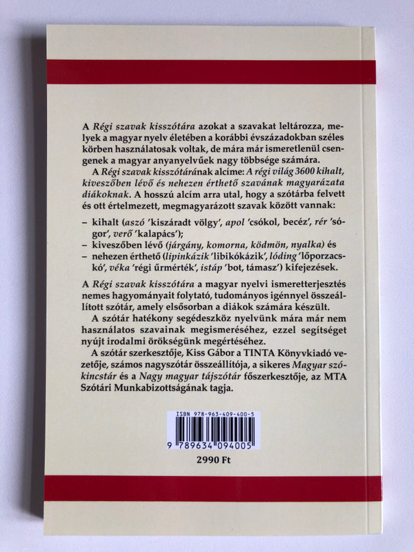 Régi Szavak Kisszótára - A Dictionary of Old Words for Students (9789634094005)