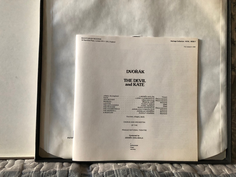 Antonín Dvořák: The Devil & Kate (Comic Opera in 3 Acts) - Soloists; Orchestra And Chorus Of The Prague National Theatre, Ždeněk Chalabala / Heritage Collection 2x LP, Box Set 1978 Mono / HCNL 8030