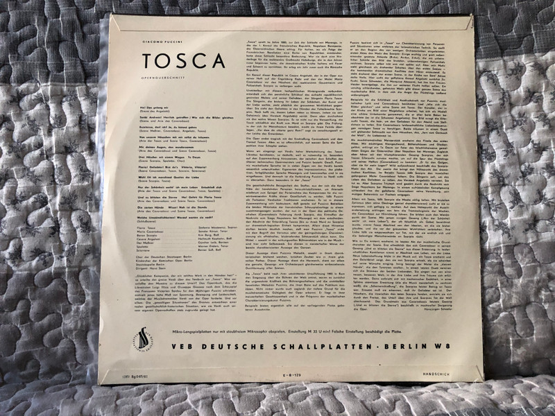 Giacomo Puccini – Tosca (Opernquerschnitt) / ETERNA LP / 8 20 255