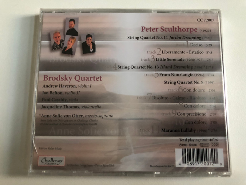 Peter Sculthorpe, Brodsky Quartet, Anne Sofie Von Otter – Island Dreaming; String Quartets / Challenge Classics Audio CD 2000 / CC 72007