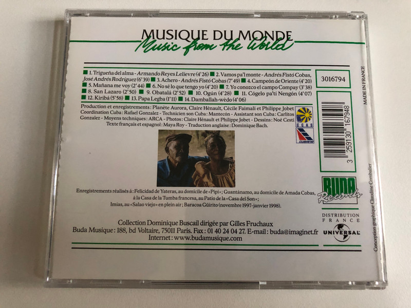 Cuba: De Guantanamo A Baracoa - Changui, Tumba francesa, Nengon, Bembe, Rada / Musique Du Monde = Music from the World / Buda Musique Audio CD 1998 / 3016794