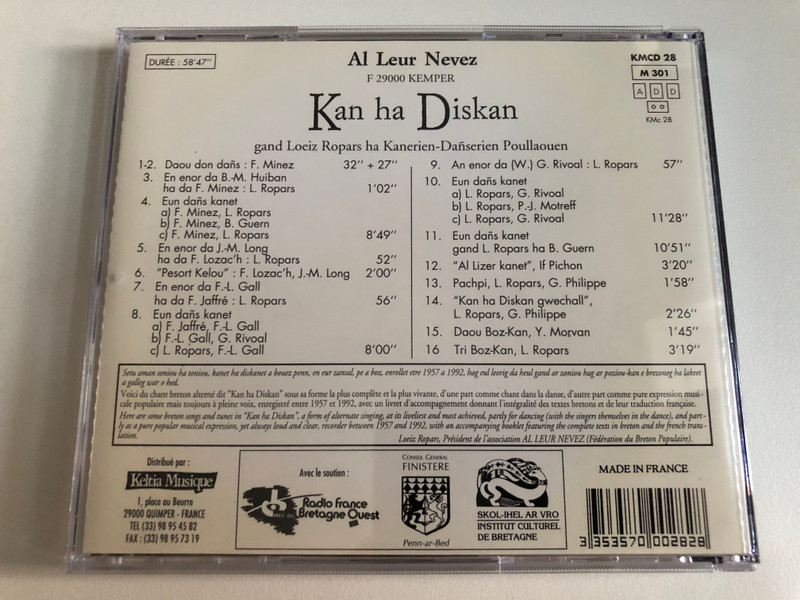 Kan Ha Diskan - gand Loeiz Ropars Ha Kanerien-Deanserien Poulaouen - 7 Ved Pladenn Al Leur Nevez / Keltia Musique Audio CD / KMCD 28