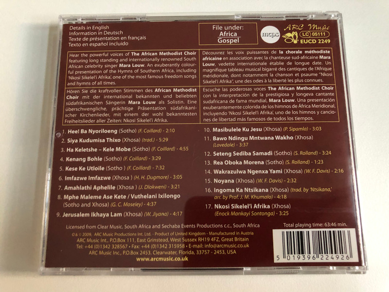 Mara Louw & The African Methodist Choir – African Hymns / Arc Music Audio CD 2009 / EUCD 2249