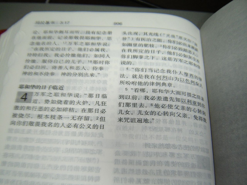 Red Vinyl Bound Chinese Bible with Thumb Index: Old and New Testament