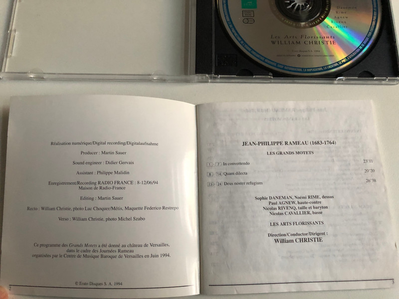 Rameau - Les Grands Motets (In Convertendo; Quam Dilecta; Deus Noster Refugium) - Daneman, Rime, Agnew, Rivenq, Cavallier / Erato Audio CD 1994 / 4509-96967-2 
