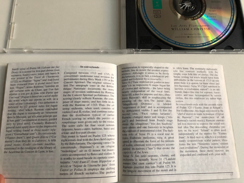 Rameau - Les Grands Motets (In Convertendo; Quam Dilecta; Deus Noster Refugium) - Daneman, Rime, Agnew, Rivenq, Cavallier / Erato Audio CD 1994 / 4509-96967-2 