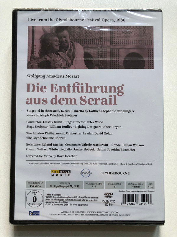 Die Entführung aus dem Serail (Wolfgang Amadeus Mozart) - Live from the Glyndebourne Festival 1980 - DVD Description (807280231090)