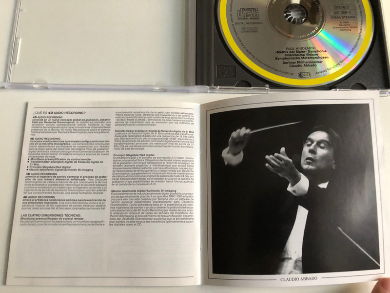 Hindemith, Abbado - Mathis Der Maler - Symphonie; Symphonische Metamorphosen; Nobilissima Visione - Berliner Philharmoniker / Deutsche Grammophon Audio CD 1995 Stereo / 447 389-2