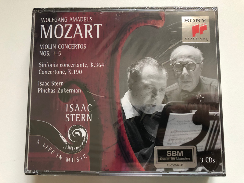 Wolfgang Amadeus Mozart - Violin Concertos Nos. 1–5; Sinfonia Concertante, K. 364; Concertone, K. 190 - Isaac Stern, Pinchas Zukerman / Sony Classical 3x Audio CD 1995 / SM3K 66475