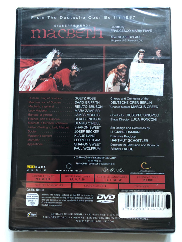 Giuseppe Verdi: Macbeth - Live from the Deutsche Oper Berlin, 1987 | DVD (0807280014198)