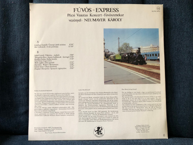 Pécsi Vasutas Koncert-fúvószenekar – Fúvós-Express / Radioton LP 1990 / SLPM 16814