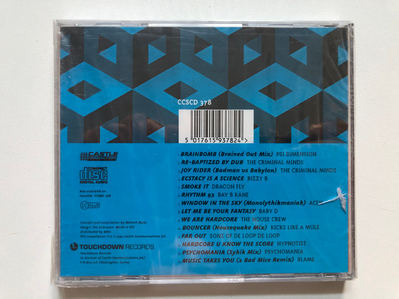 Hardcore Classics - Volume 1 - featuring: Acen, Baby D, House Crew, Kicks Like A Mule, Hypnotist, Blame, Sonz Of A Loop Da Loop / Touchdown Records Audio CD 1993 / CCSCD 378