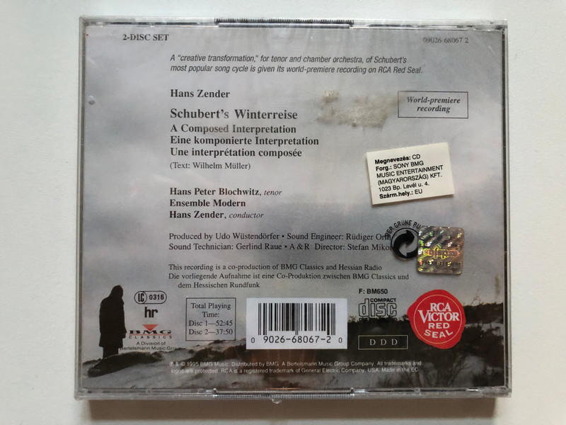 Hans Zender: Schubert's Winterreise (A Composed Interpretation) - Hans Peter Blochwitz, Ensemble Modern / BMG Classics 2x Audio CD 1995 / 09026 68067 2