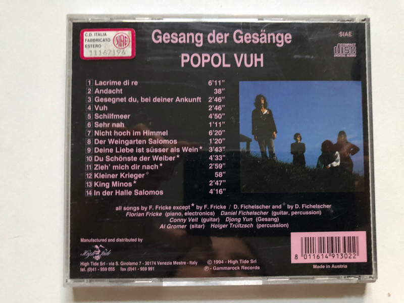Popol Vuh – Gesang Der Gesänge / High Tide Audio CD 1994 / TIDE 9130-2