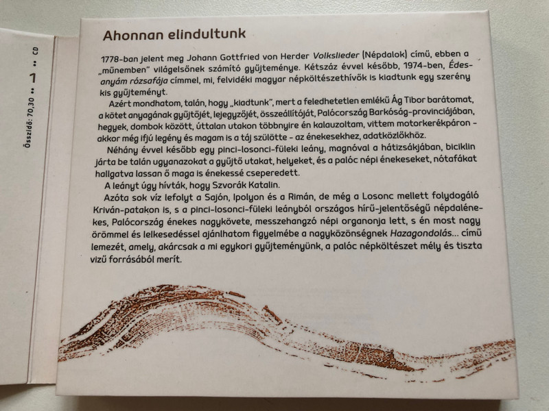 Szvorák Katalin – Hazagondolás (Palóc Dalok, Mesék, Mondák, Hiedelmek) / REP 2x Audio CD