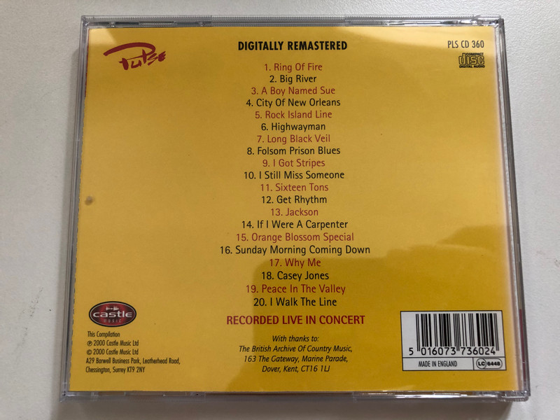 Johnny Cash – Famous Country Music Makers: I Walk The Line, Ring Of Fire, A Boy Named Sue, Folsom Prison Blues, Orange Blossom Special / Pulse Audio CD 2000 / PLS CD 360