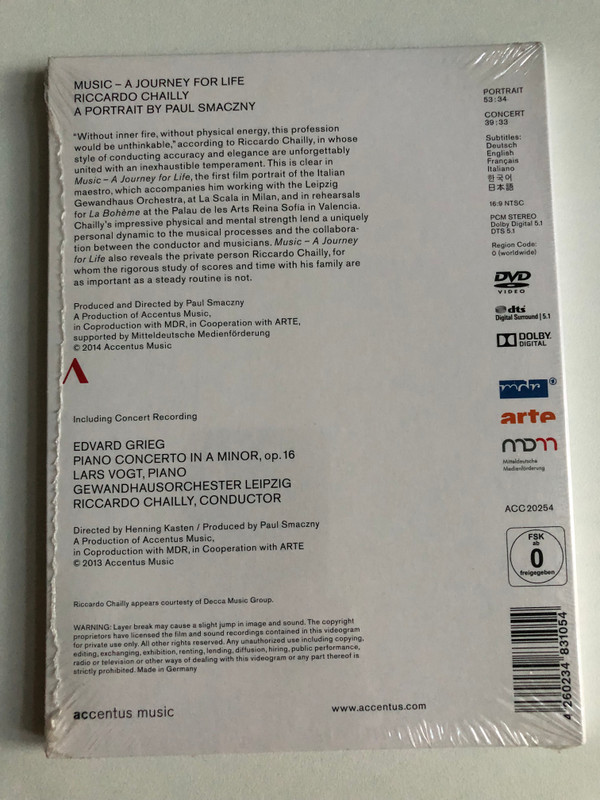 Music – A Journey for Life: Riccardo Chailly – Accentus Music DVD (4260234831054)