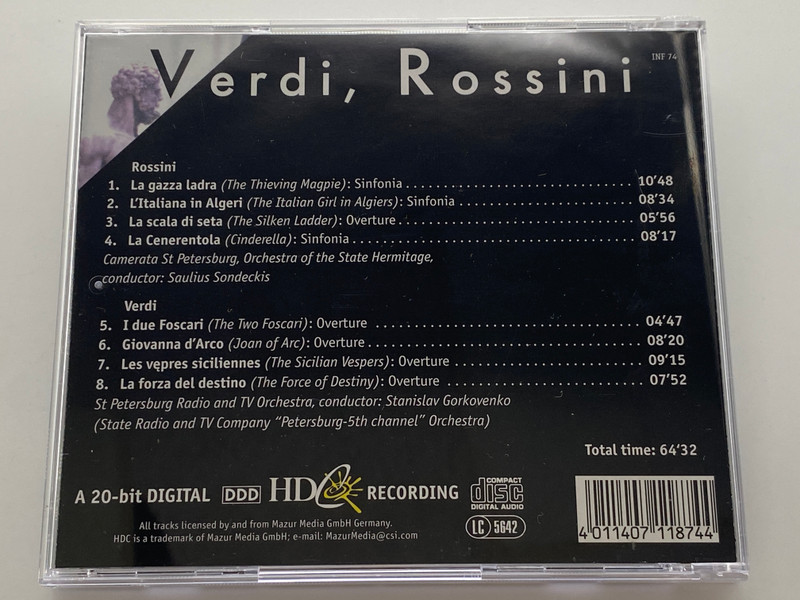 Verdi, Rossini - Famous Overtures / HDC Audio CD / INF 74