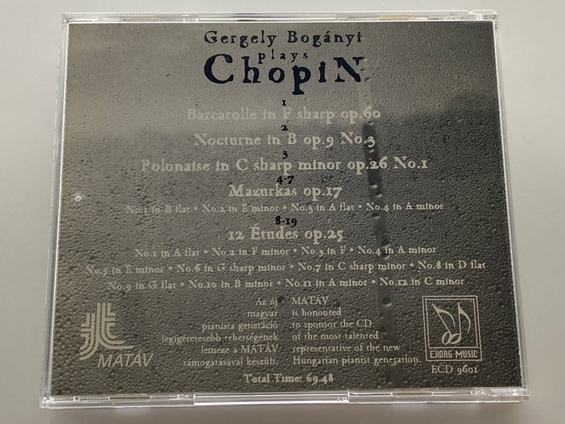 Gergely Bogányi Plays Chopin / Exorg Music Audio CD / ECD 9601