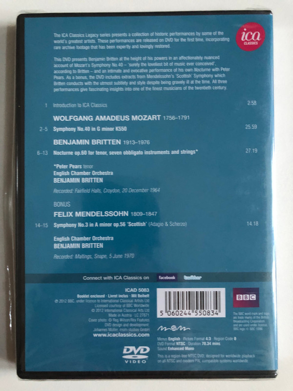 Benjamin Britten Conducts Mozart, Britten, and Mendelssohn – First DVD Release DVD (5060244550834)