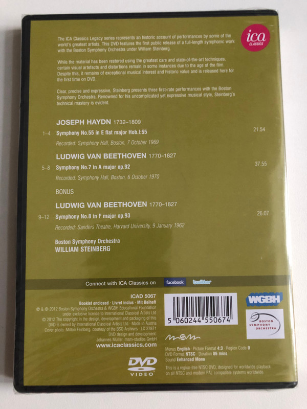 William Steinberg Conducts the Boston Symphony Orchestra: Haydn & Beethoven Symphonies – First DVD Release (5060244550674)