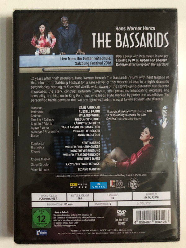Hans Werner Henze - The Bassarids - Salzburg Festival 2018 DVD (4058407094128)