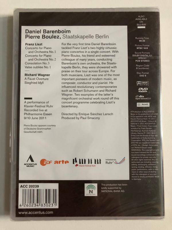 Barenboim - Liszt Piano Concertos DVD (4260234830231)