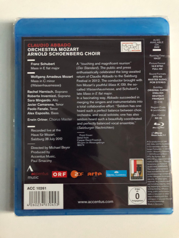 Schubert: Mass in E Flat Major / Mozart: Mass in C Minor (Waisenhausmesse) Blu-ray (4260234830453)