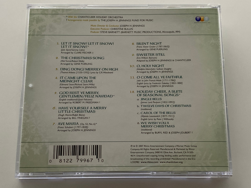 Chanticleer – Let It Snow / Rhino Entertainment Company Audio CD 2007 / 8122-79967-1