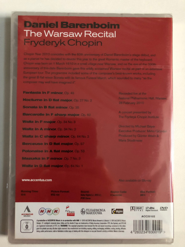 Daniel Barenboim - The Warsaw Recital: Fryderyk Chopin (DVD)