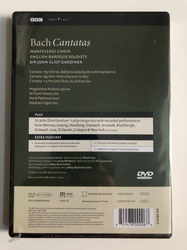Bach Cantatas - Sir John Eliot Gardiner & Monteverdi Choir (DVD) (809478000068 )