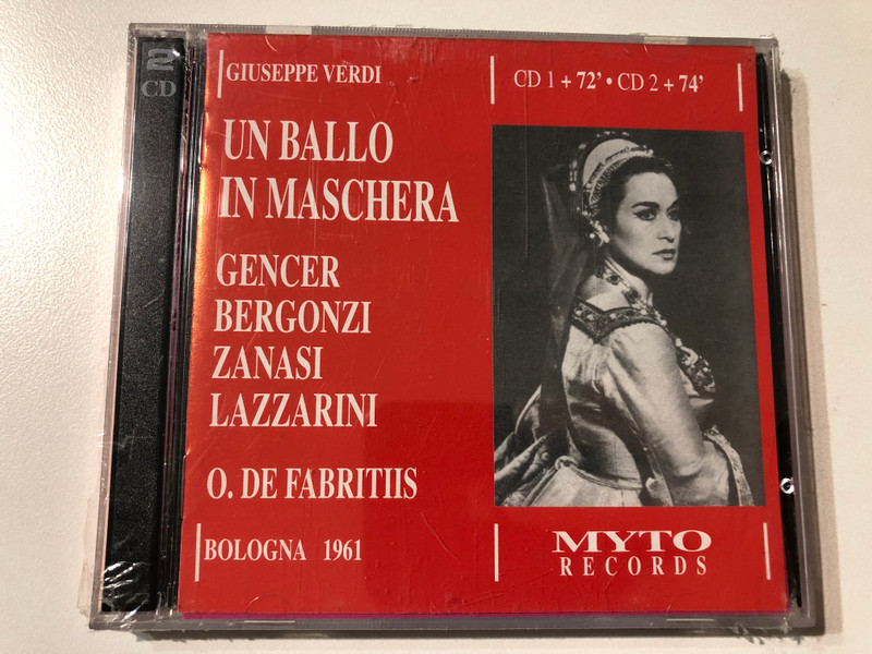 Giuseppe Verdi: Un Ballo In Maschera - Gencer, Bergonzi, Zanasi, Lazzarni, O. De Fabritiis / Bologna 1961 / MYTO Records 2x Audio CD 2004 / 011.238