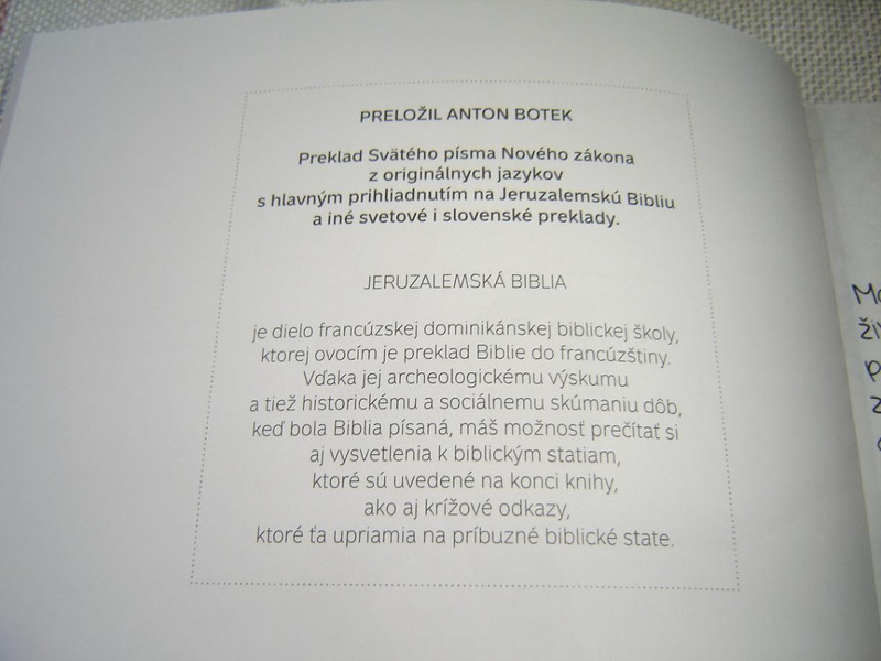Slovak New Testament – Magazine Format / 1SLOVO Biblia Novy Zakon – Jeruzalemska Biblia