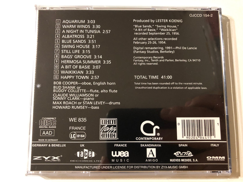 Howard Rumsey's Lighthouse All-Stars – Volume 4, Oboe/Flute / Original Jazz Classics Audio CD 1991 / OJCCD 154-2
