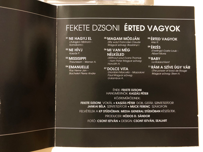 Fekete Dzsoni – Érted Vagyok / Artofonic Audio CD 2006 / AF20050401-1
