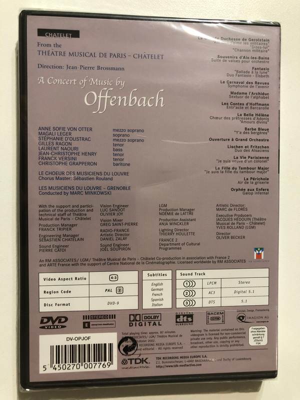 A Concert of Music by Jacques Offenbach - Theatre Musical de Paris-Châtelet DVD (5450270007769)