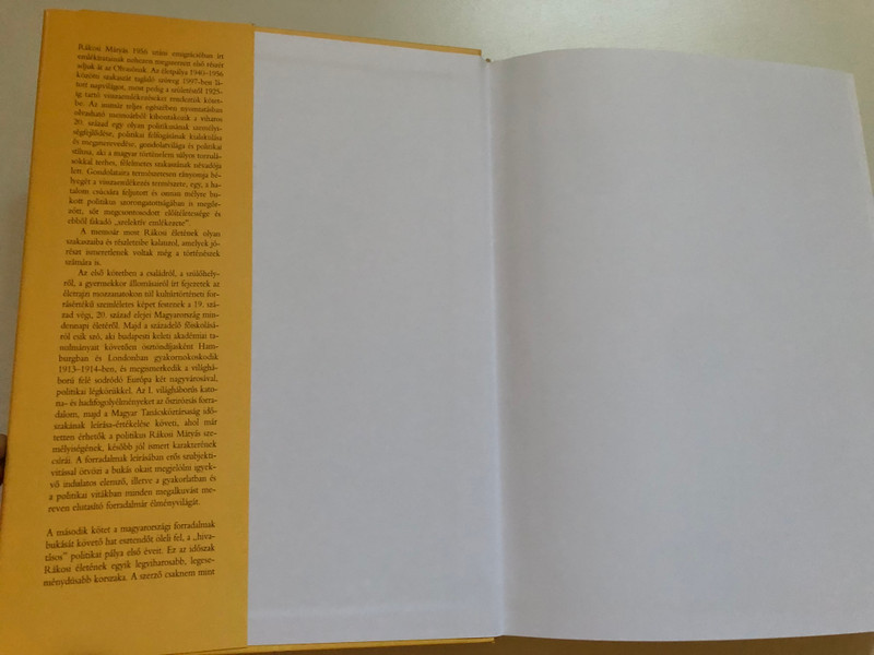 Rákosi Mátyás: Visszaemlékezések (Mátyás Rákosi: Reminiscences) 1892-1925 (9639082902