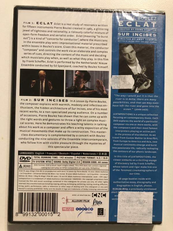 Juxtapositions: Pierre Boulez - Éclat & Sur Incises - Documentary and Performances DVD (899132000152)