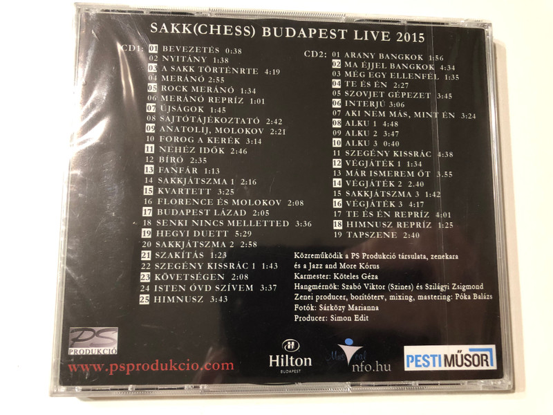 Sakk (Chess Musical) - Benny Andersson, Tim Rice, Björn Ulvaeus / Budapest Live 2015 / Audio CD 