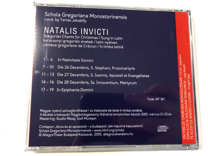 Gregorian Chants for Christmas / NATALIS INVICTI / Audio CD