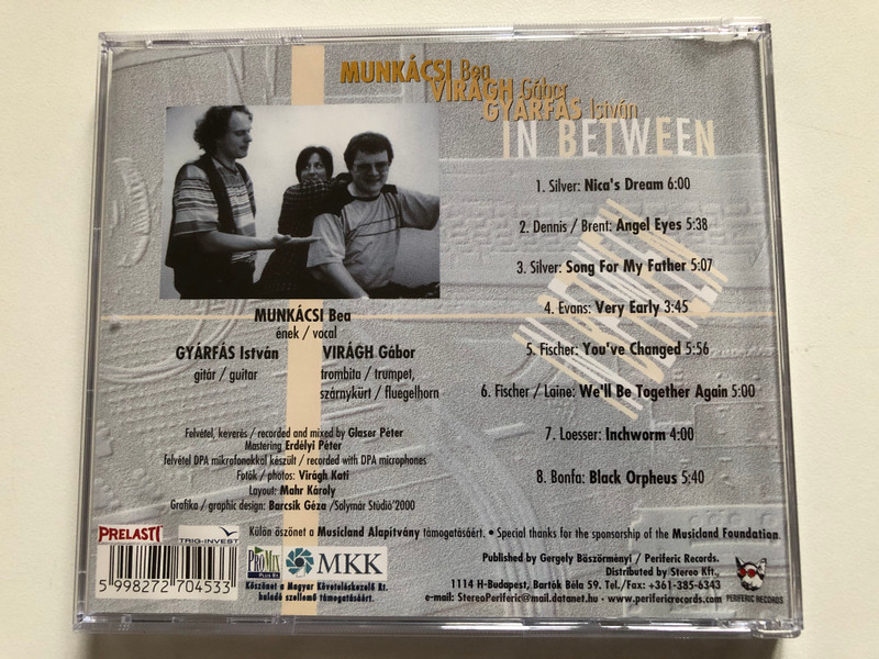 In Between  MUNKÁCSI Bea, VIRAGH Gábor, GYARFAS István  Audio CD (5998272704533)
