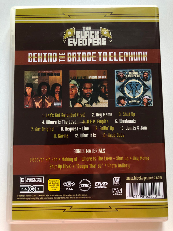 THE BLACK EYED PEAS  BEHIND BRIDGE TO ELEPHUNK  DVD Video (602498625507)
