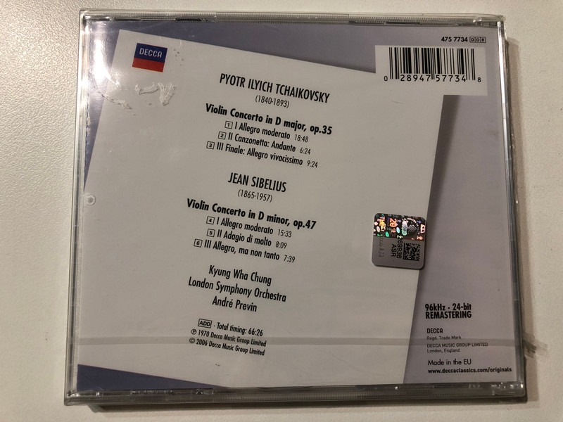 Tchaikovsky / Sibelius · Kyung-Wha Chung · London Symphony Orchestra · André Previn – Violin Concertos / Audio CD (028947577348)