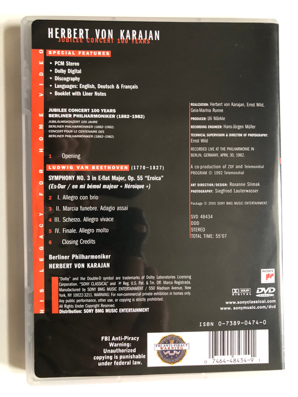 Herbert von Karajan - Beethoven Symphony No. 3 "Eroica" (DVD) (074644843491)