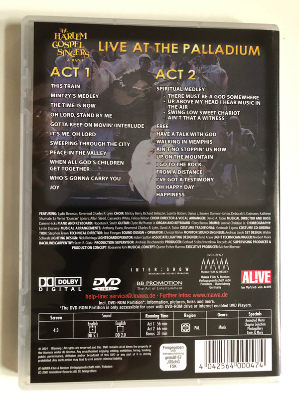 Live at the Palladium - The Harlem Gospel Singers & Band DVD (4042564000474)