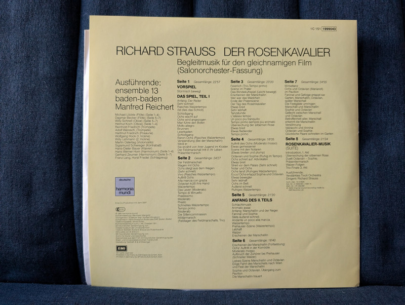 Richard Strauss - Der Rosenkavalier: Begleitmusik für den gleichnamigen Film (Salonorchester-Fassung) / LP (10 151 1999043)