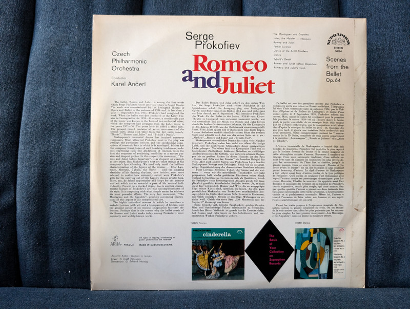 Romeo and Juliet / Scenes From the Ballet, Op. 64, Nos. 1 and 2 / LP (SUA ST 50104) 