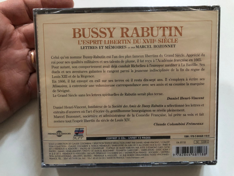 Bussy-Rabutin: The Libertine Spirit of the 17th Century – Letters and Memoirs Read by Marcel Bozonnet | 3-CD Set (9782844681188)