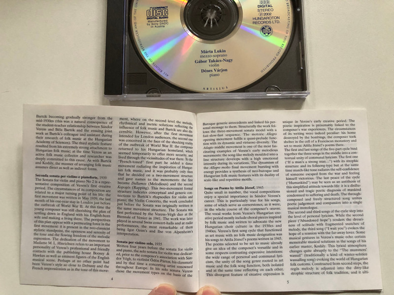 Hungarian Years: The Legacy of Sándor Veress – Digital Audio Collection (CD) (5991813201027)