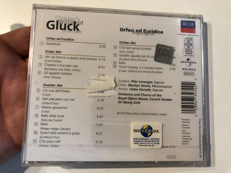 Christoph Gluck – Orfeo ed Euridice: A Timeless Opera Masterpiece (Audio CD) (028947347224)
